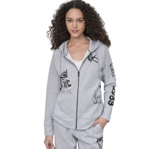 DKNY Sport Graffiti Logo 女士全拉链连帽衫