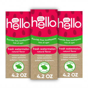 Hello Natural Watermelon Flavor Baby & Kids Fluoride Free Toothpaste, Vegan, SLS Free, Gluten Free