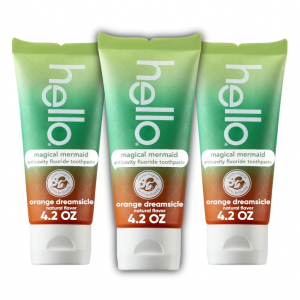 hello Magical Mermaid Kids Toothpaste with Fluoride, Orange Dreamsicle Flavor Toothpaste for Kids,