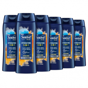 Suave Men Moisturizing Body, Face and Hair Wash, 3-in-1, 18 Oz Pack of 6 @ Amazon
