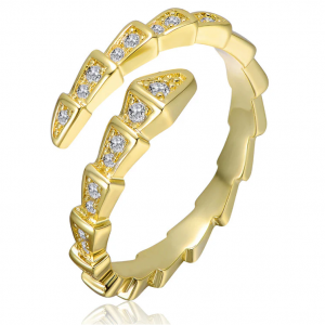 Rachel Glauber 14k 镀金透明方晶锆石戒指