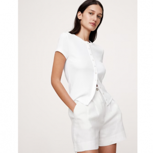 Banana Republic Ribbed Short-Sleeve Button-Down Top