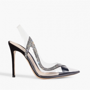 GIANVITO ROSSI Hortensia crystal-embellished PVC slingback pumps