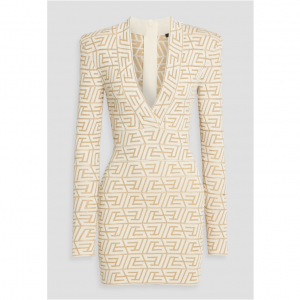 BALMAIN Metallic jacquard-knit mini dress