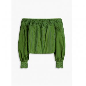 ALICE + OLIVIA Nan 露肩蕾丝棉质上衣