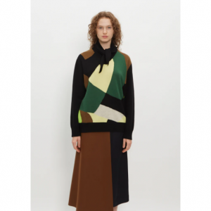 Plan C Foulard Color Blocked Sweater
