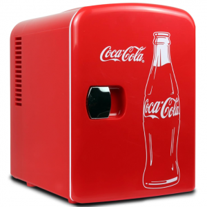Coca-Cola Classic Coke Bottle 4L Mini Fridge w/ 12V DC and 110V AC Cords, 6 Can Portable Cooler
