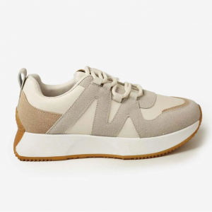 Wheres That From Suede Detail Runner Trainers in Beige