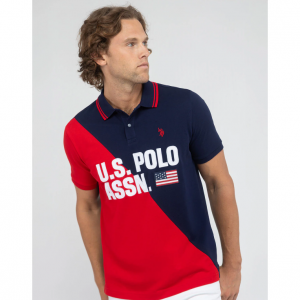 U.S. Polo Assn. 斜纹拼色Pique Polo衫