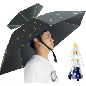 NEW-Vi Umbrella Hat Folding Adjustable Sun Rain Cap, 37.4” UPF 50+ UV Protection Large Hands Free