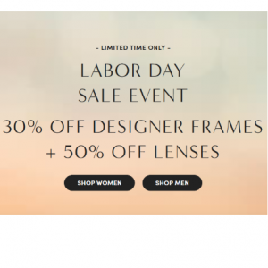 Labor Day Sale: 30% Off Designer Frames + 50% Off Lenses @ LensCrafters