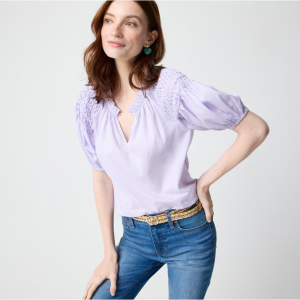 J.Crew 泡泡袖开领衬衫