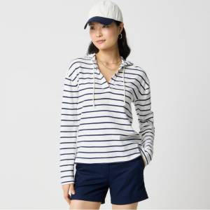 J.Crew 条纹V领连帽衫