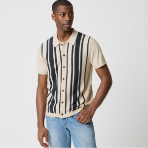 J.Crew 条纹纽扣Polo衫