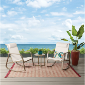Mainstays Dashwood 3-Piece Steel Outdoor Rocker Chat Set, Cream @ Walmart