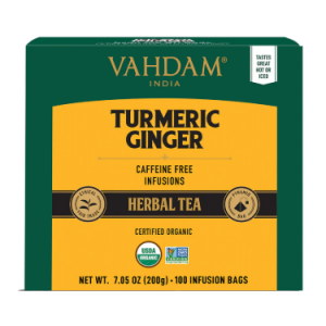 Vahdam Teas Turmeric Ginger Herbal Tea Tisane, 100 Count