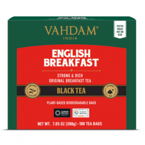 Vahdam Teas English Breakfast Black Tea, 100 Count
