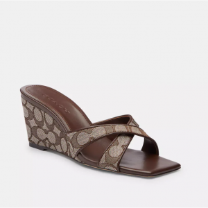 Coach Outlet wedge sandal in signature jacquard