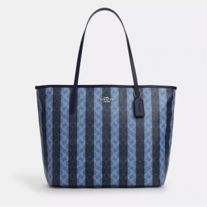 Coach Outlet large city tote bag in signature canvas with stripe