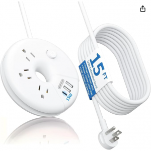 i-Donut Extension Cord 15FT, NTONPOWER Long Extension Cord with 3 USB Ports(1 USB C) for $12.59