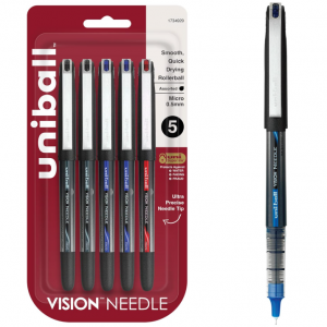 Uniball Vision 针管中性笔 0.5mm 5支装 @ Amazon