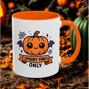 Halloween Gift Baskets for Adults | Spooky Vibes Only Coffee Mug, Orange, 11oz