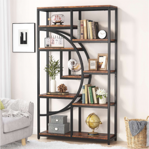 37.4 Inch 5-Tier Industrial Bookshelf for Living Room, Bedroom, Home Office