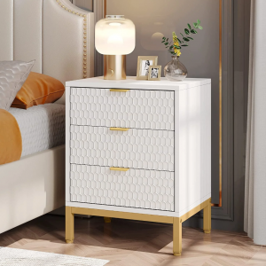 現代床頭櫃，25.8英寸高床頭櫃，帶3個抽屜