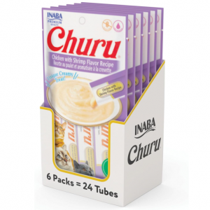 INABA Churu Cat Treats, Grain-Free, 24 Tubes (4 per Pack), Chicken with Shrimp Recipe @ Amazon