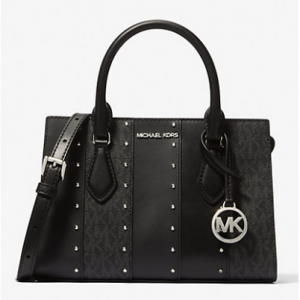 Michael Kors Outlet Sheila Small Studded Patchwork and Signature Logo Satchel only $99 shipped