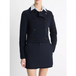 Vince 女士棉混紡雙排扣毛衣夾克