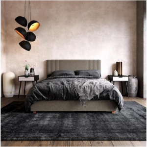 DHP Wynn Upholstered Bed with Headboard and Frame, Bedroom Furniture, Light Gray Linen, Queen Size