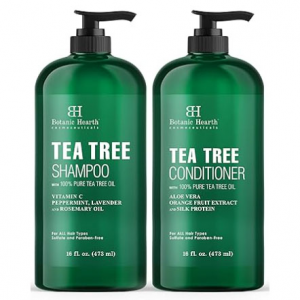 Amazon Botanic Hearth茶树洗发露护发素16 Fl Oz套装热卖 控油止痒