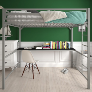 DHP Miles Metal Full Loft Bed with Desk, Silver @ Walmart