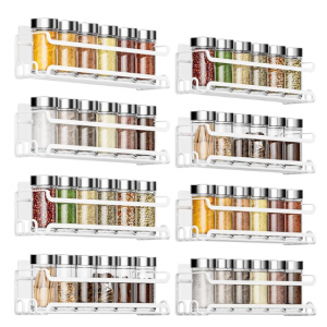 LUCYCAZ 8 Pack Wall Mounted Spice Rack with 16 Hooks @ Amazon