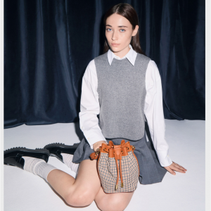 Charles & Keith 格纹抽绳水桶包