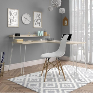Ameriwood Home Haven L-Desk with Riser, Natural/White @ Amazon