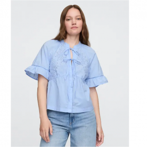 Gap 开衩领口系带上衣