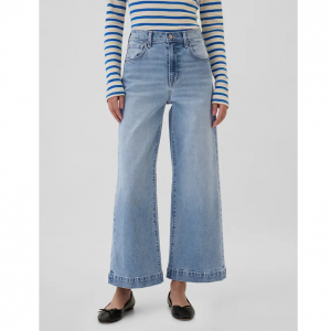 Gap 高腰阔腿九分牛仔裤