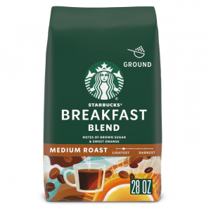 Starbucks Ground Coffee, Medium Roast Coffee, Breakfast Blend, 1 bag (28 oz) @ Amazon