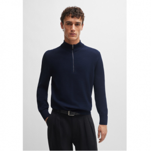 HUGO BOSS 四分之一拉链针织棉质毛衣