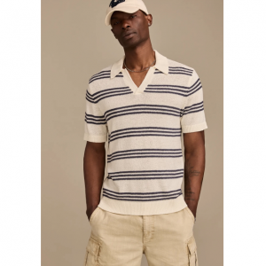 Lucky Brand 条纹约翰尼领Polo针织衫