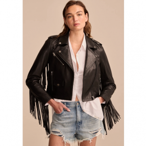 Lucky Brand 流苏皮革机车夹克