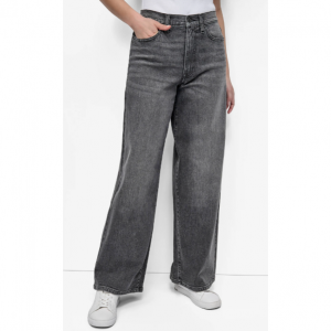 高腰修身闊腿牛仔褲