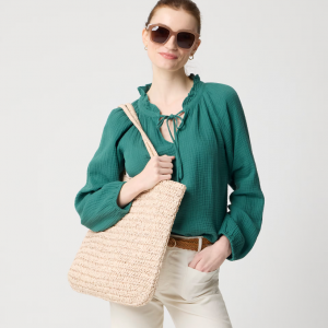 J.Crew 长袖纱布系带上衣