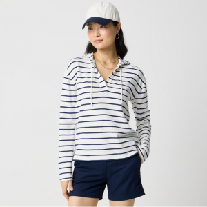 J.Crew 条纹 V 领连帽衫