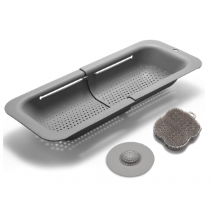 Domonic 可伸缩厨房水槽沥水篮 灰色 @Amazon