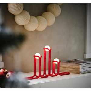 STRÅLA LED candelabra, metal red