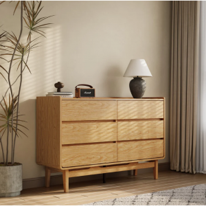 Eric oak finish 6-drawer dresser