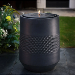 Solar Powered Water Fountain – 23" Dark Gray Resin Outdoor Fountain with Lights